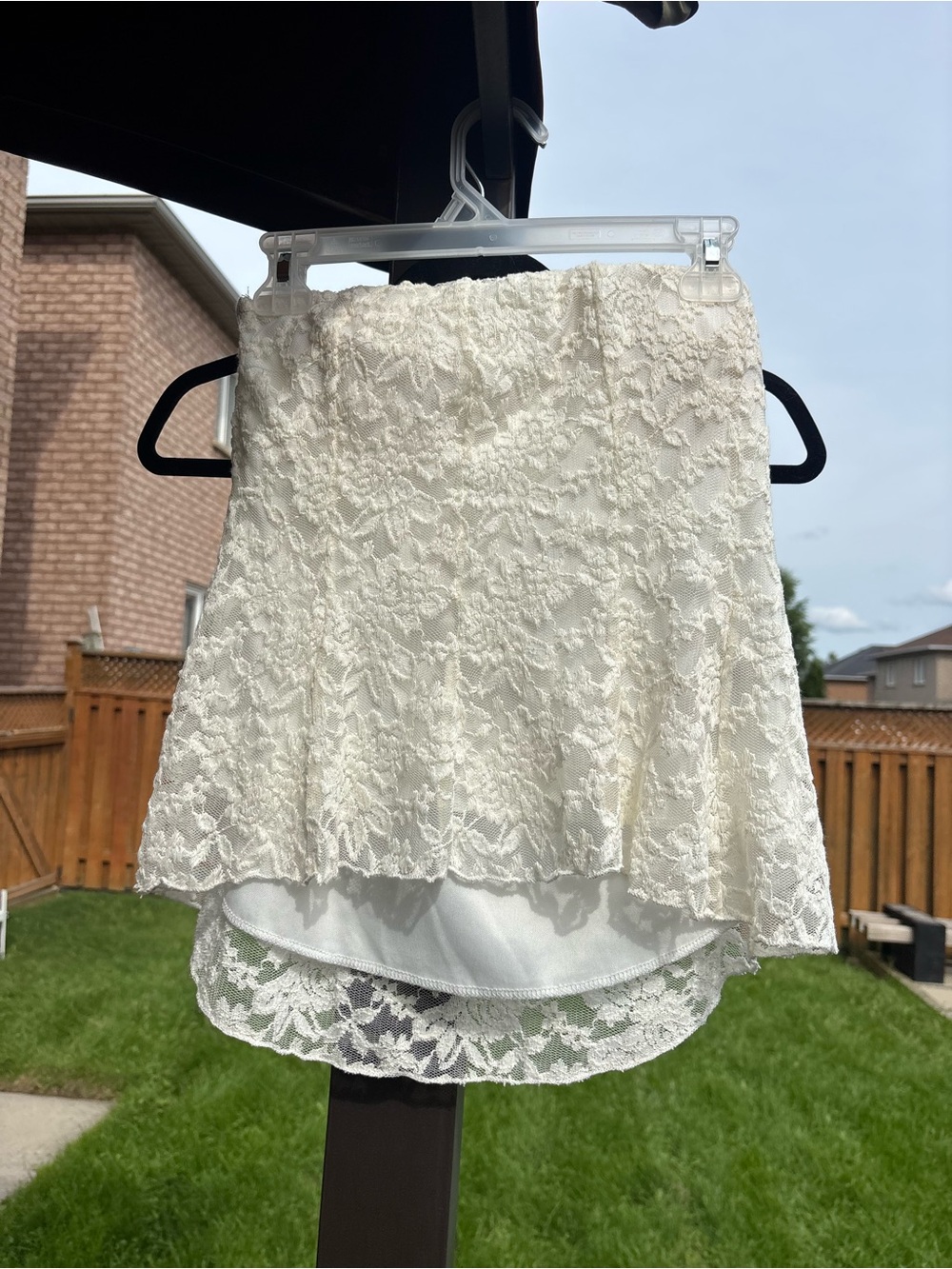River Island Ivory Lace High-Low padded tube Top